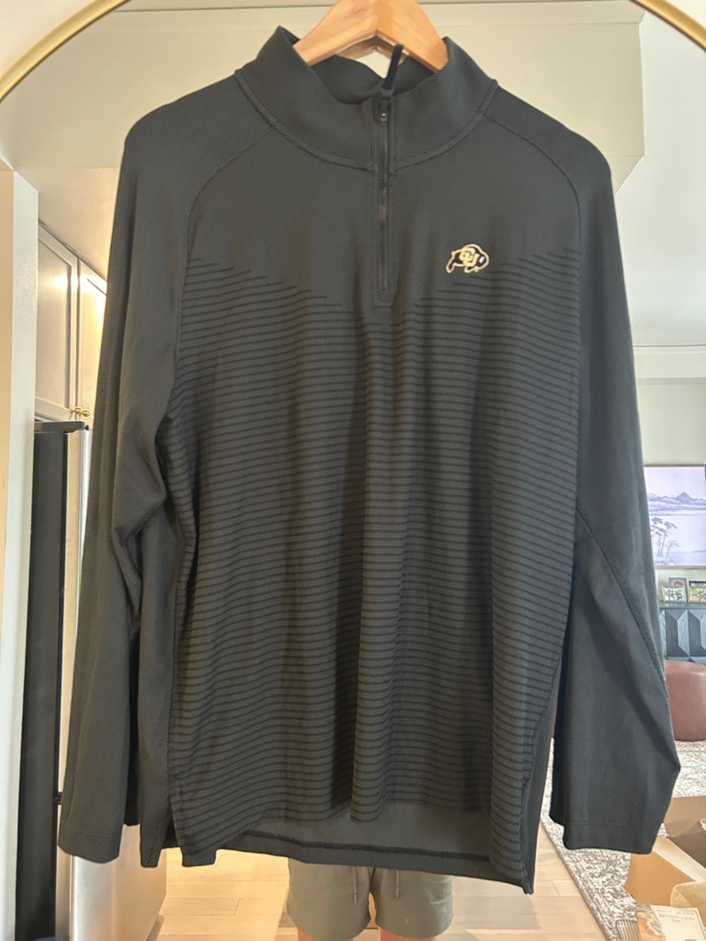 Nike Black Lightweight Quarter-Zip Shirt Jacket with Gold Logo